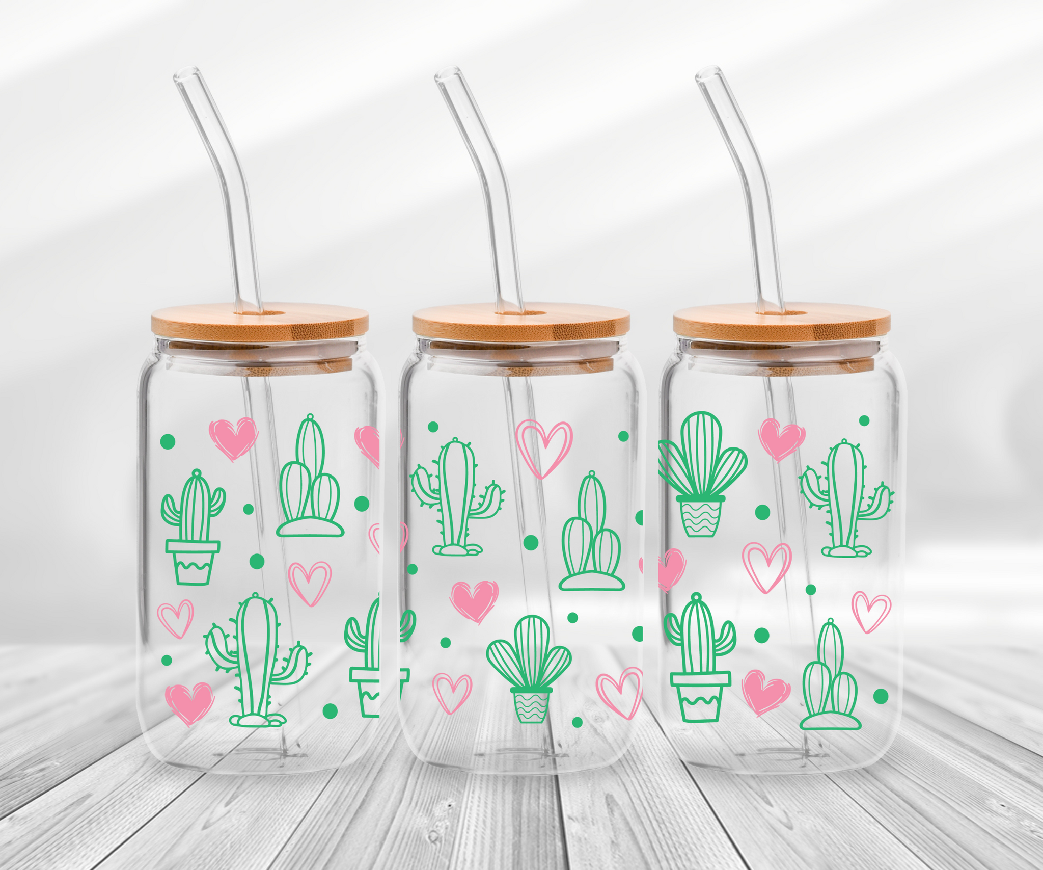 Cactus & Hearts-16oz UV DTF Wrap