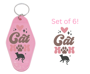 Cat Mom Pink and Brown - UV DTF Motel Keychain Decals