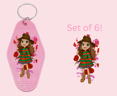 Horror Girl F- UV DTF Motel Keychain Decal