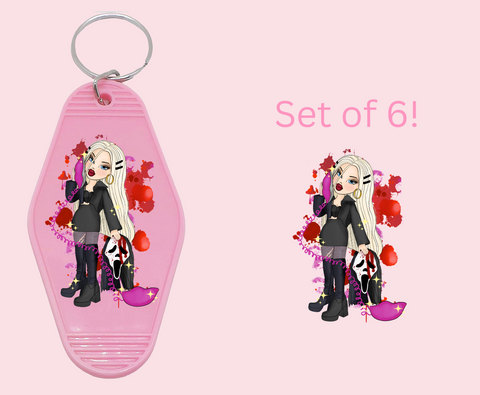 Horror Girl with Mask- UV DTF Motel Keychain Decal