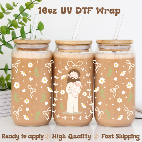 Jesus and Lamb- 16oz UV DTF Wrap