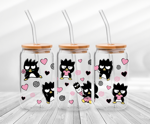 Penguin and Hearts - 16oz UV DTF Wrap