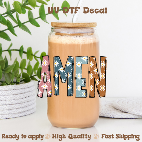 Amen Flowers -UVDTF Decal