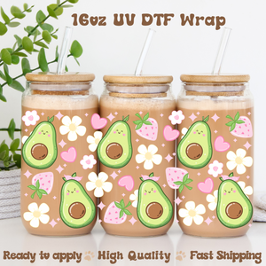 Avocados and Strawberries -16oz UV DTF Wrap