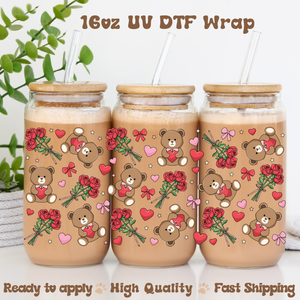 Bears and Roses - 16oz UV DTF Wrap