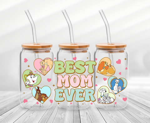 Best Mom Ever Hearts - 16oz UV DTF Wrap