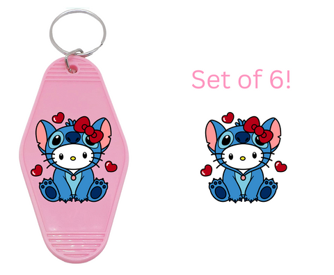 Blue Cat - UV DTF Motel Keychain Decals