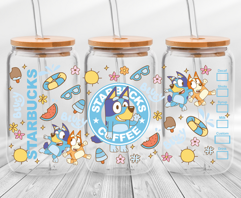 Blue Dog Summer -16oz UVDTF Cup Wrap