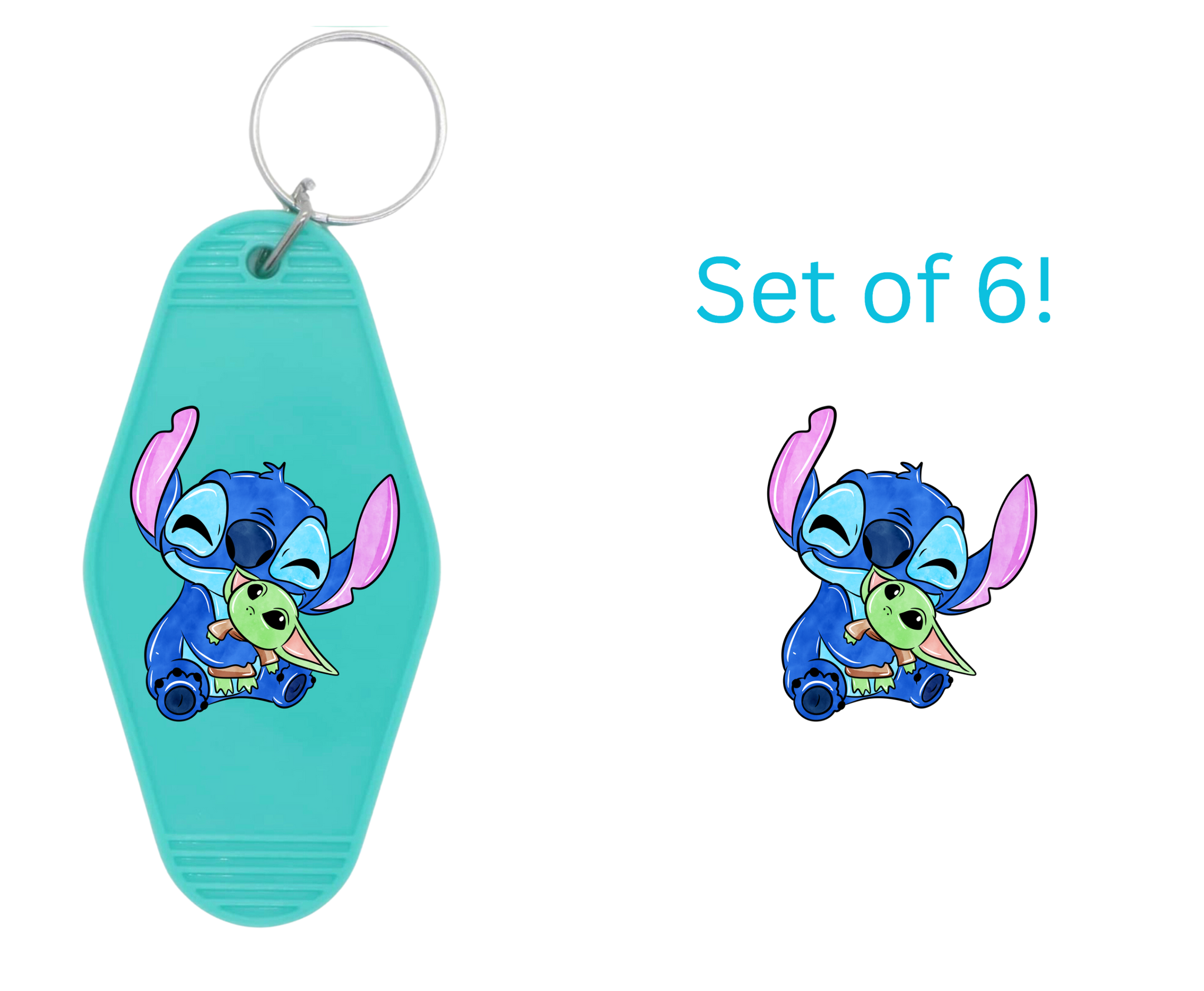 Blue W/Stuffed Animal-UV DTF Motel Keychain