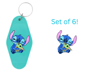 Blue W/Stuffed Animal-UV DTF Motel Keychain