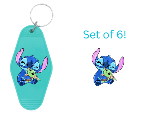 Blue W/Stuffed Animal-UV DTF Motel Keychain