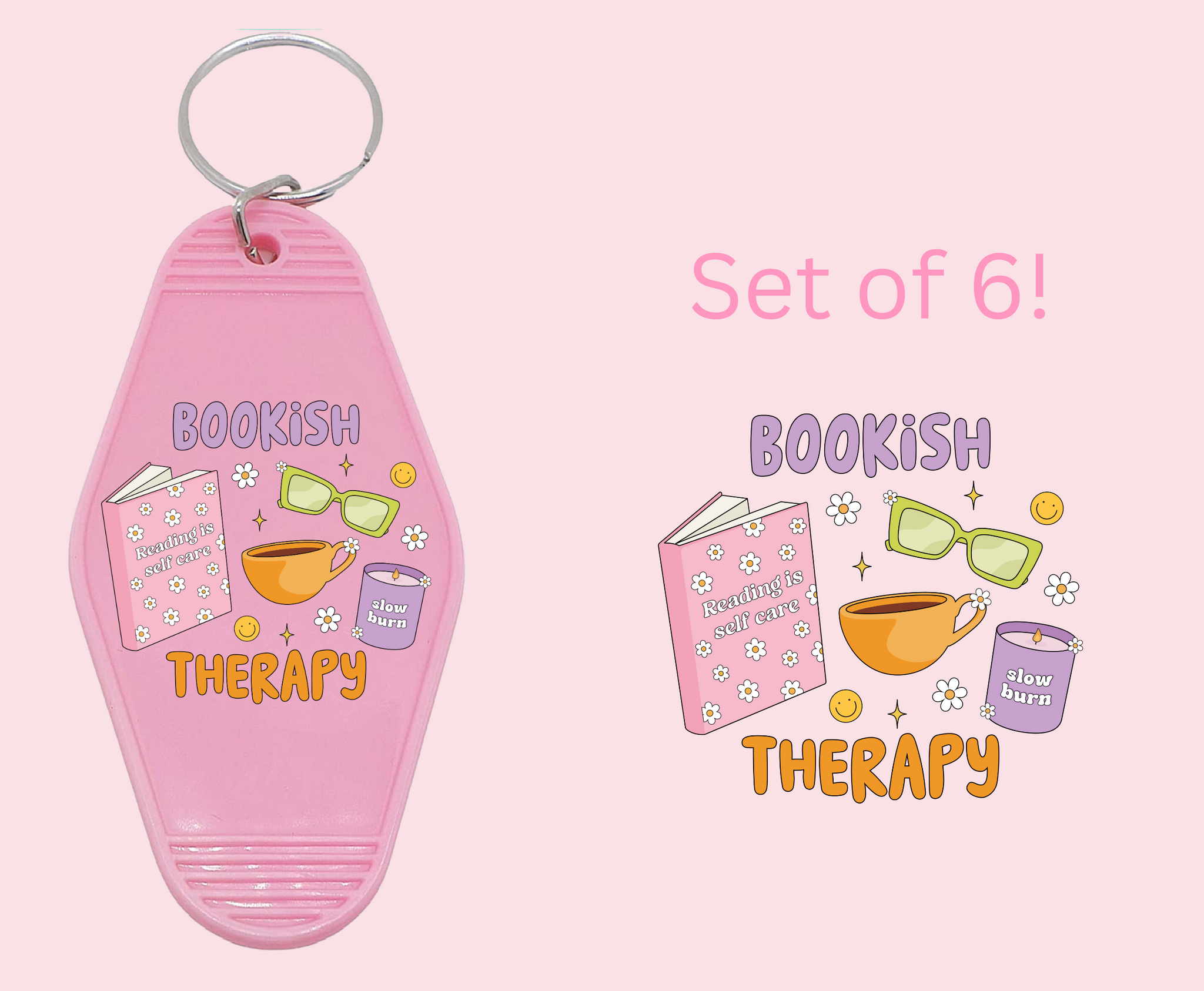 Bookish Therapy - UV DTF Motel Keychain Decal