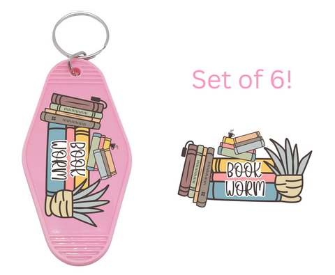 Book Worm - UV DTF Motel Keychain Decals