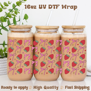 Bows & strawberries  - 16oz UV DTF Wrap