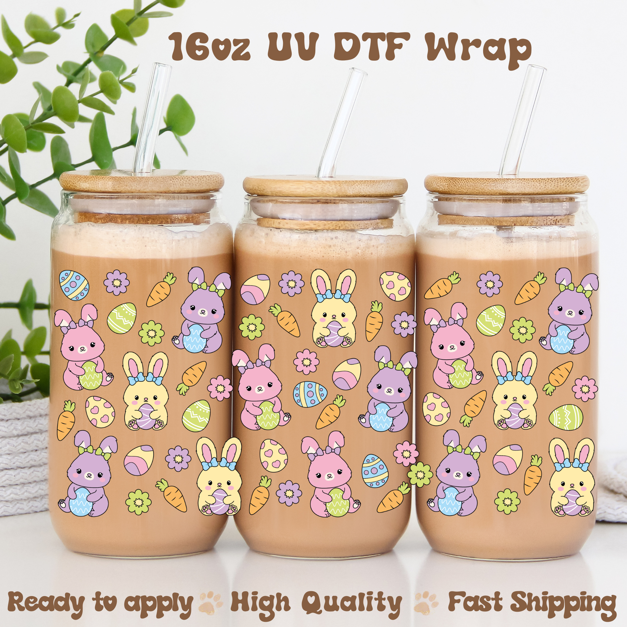 Bunnies and Eggs- 16oz UV DTF Wrap