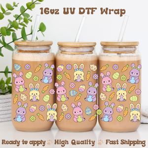 Bunnies and Eggs- 16oz UV DTF Wrap