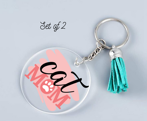 Cat Mom Keychain UV-DTF Decal (set of two)