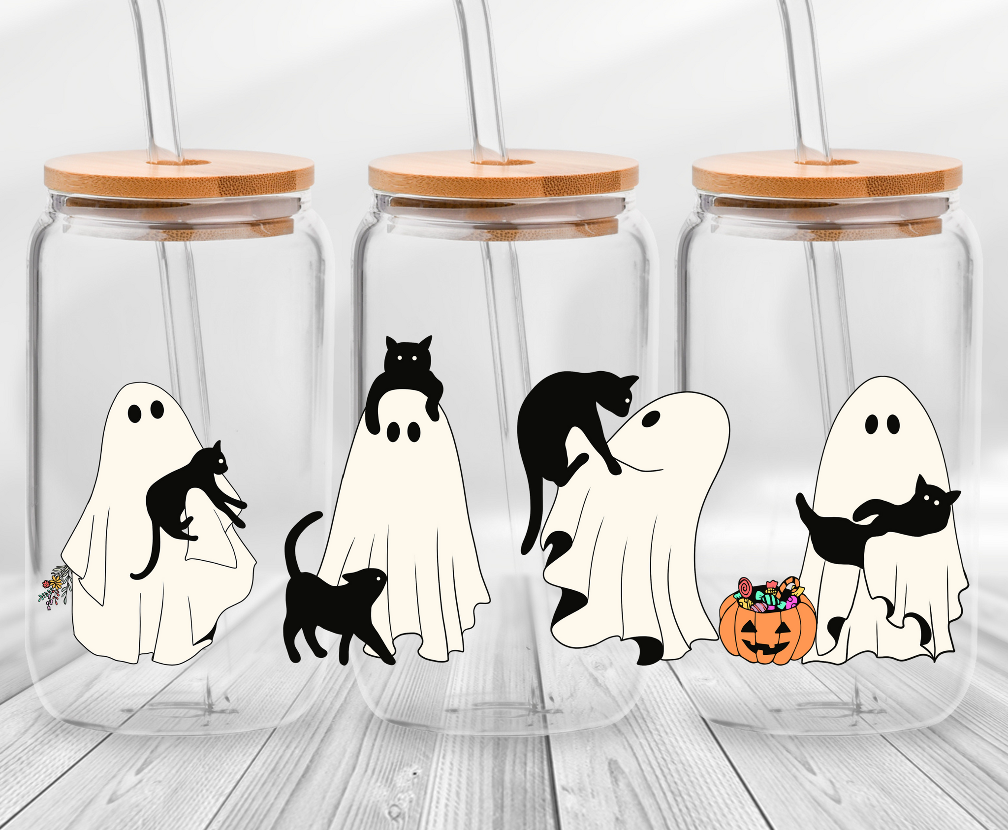 Cat mom Ghost -16oz UVDTF Cup Wrap