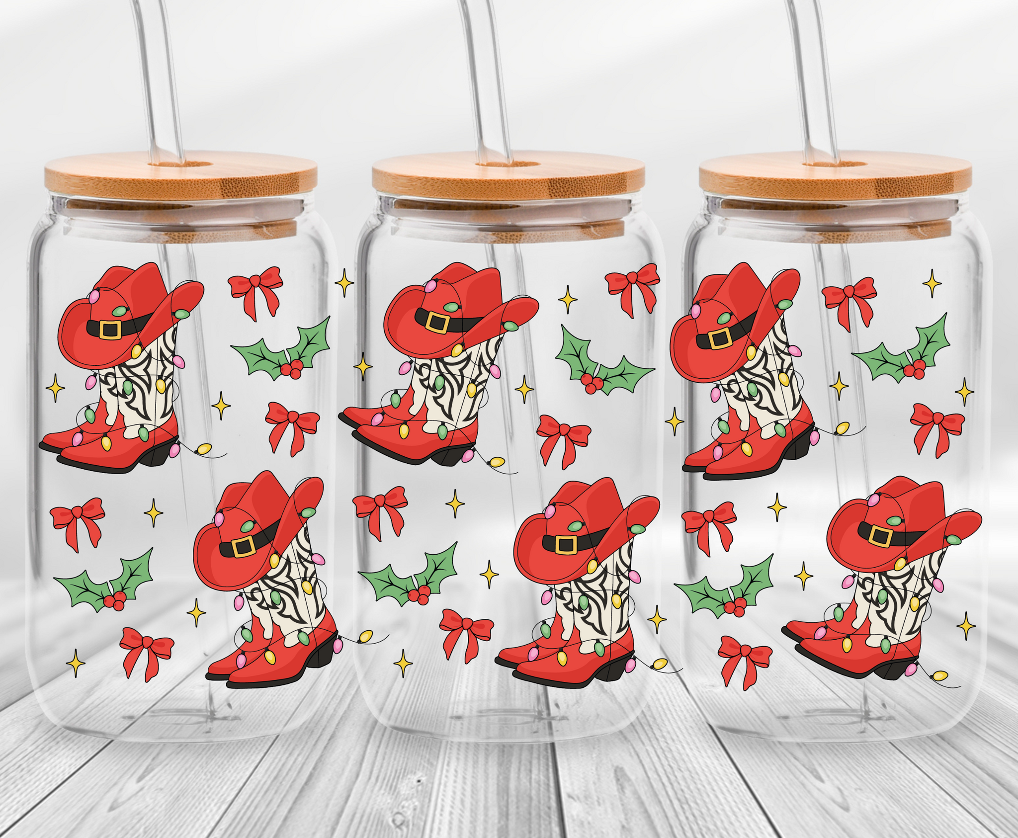 Christmas Boots Red -16oz UVDTF Cup Wrap