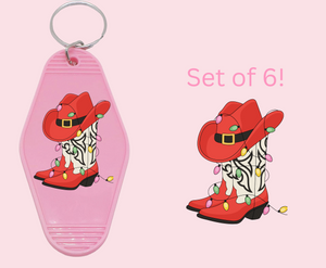 Christmas Boots Red- UV DTF Motel Keychain Decal