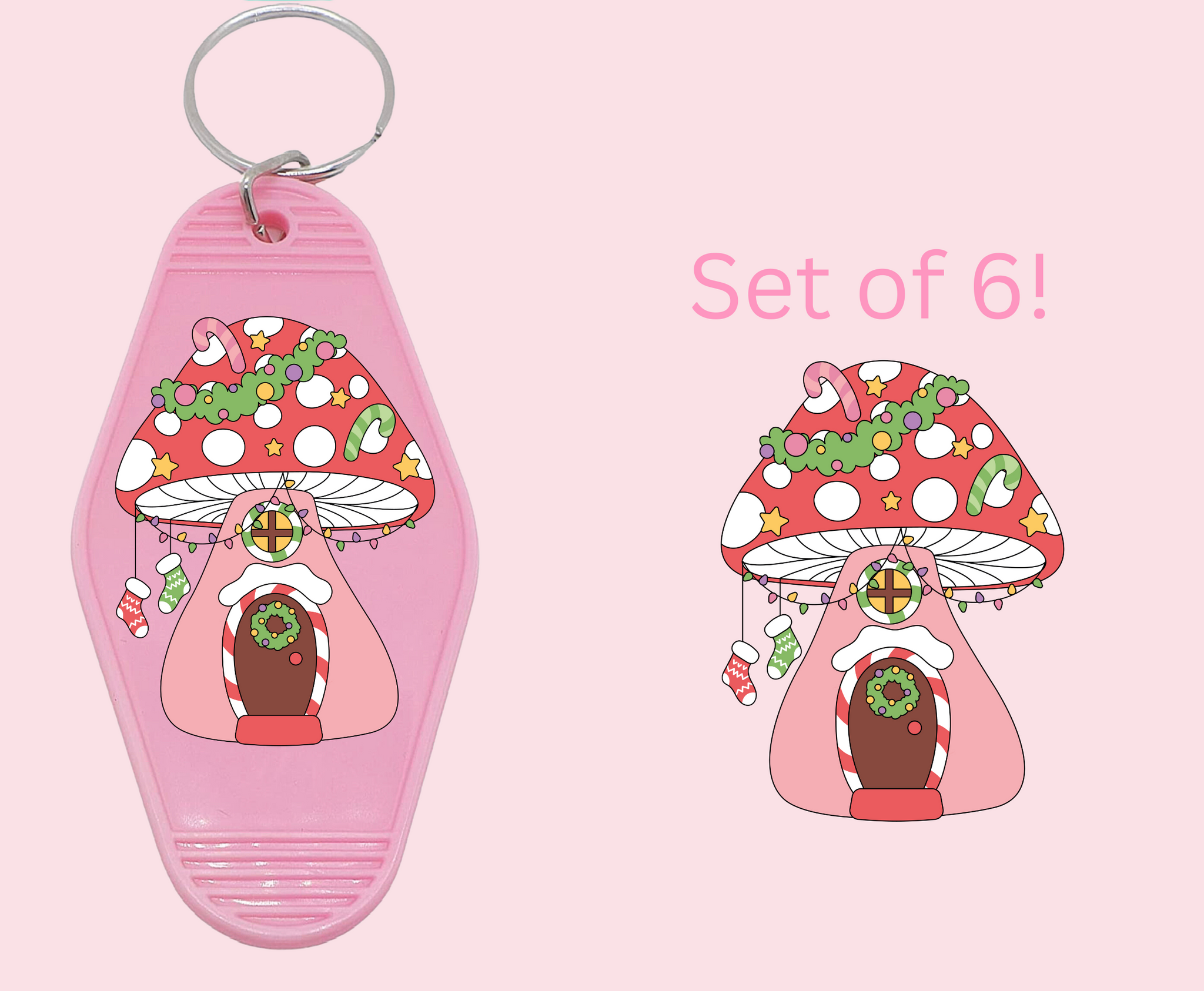 Christmas Mushrooms - UV DTF Motel Keychain Decal