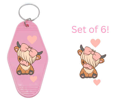 Coquette Cow - UV DTF Motel Keychain Decals