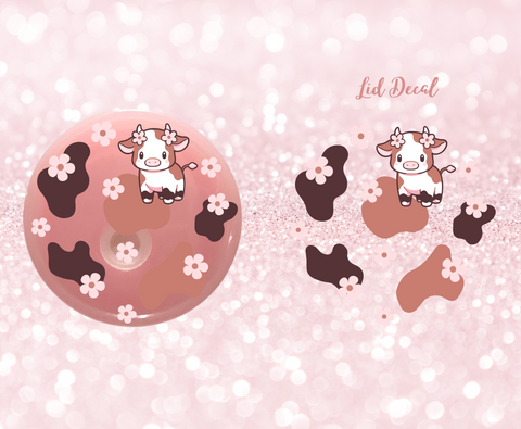 Cow with Flowers- UV DTF Lid Decal