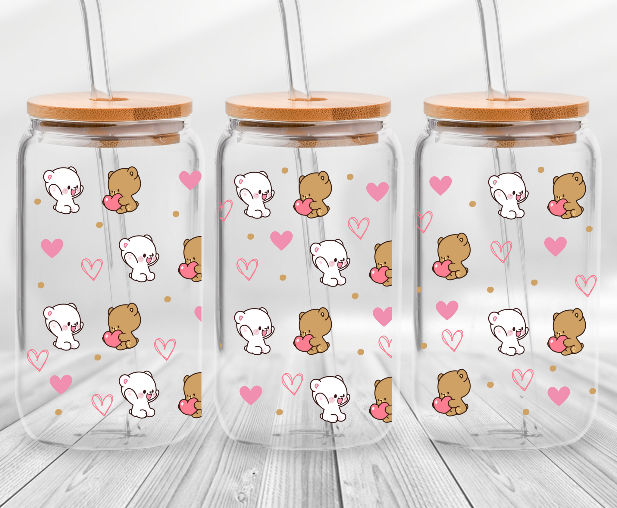 Cute Bears Brown and White - 16oz UVDTF Wrap