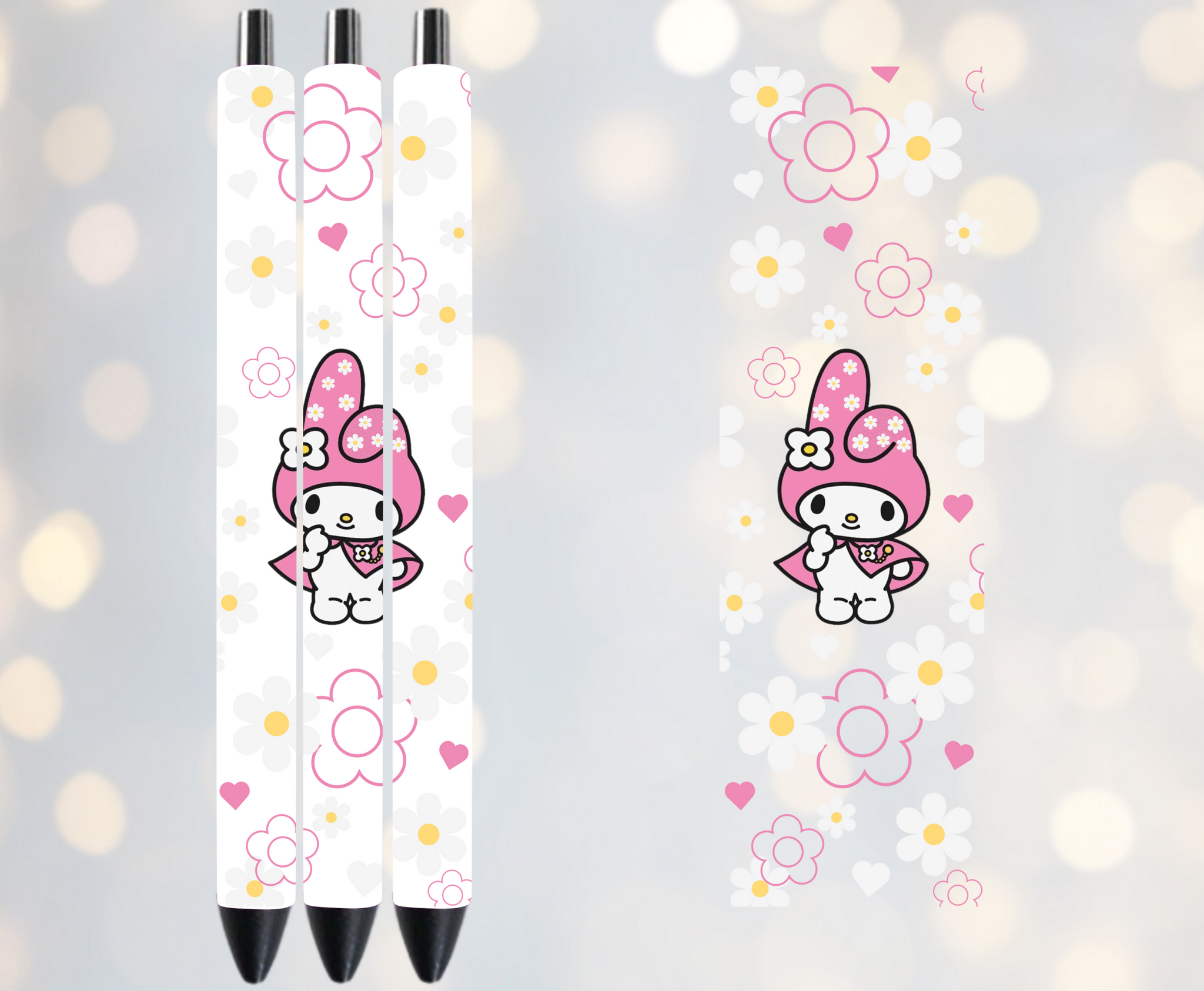 Cute Bunny and Flowers - UVDTF Pen Wrap