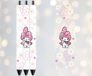 Cute Bunny and Flowers - UVDTF Pen Wrap