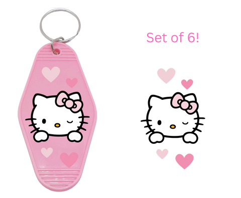 Cute Cat-UV DTF Motel Keychain