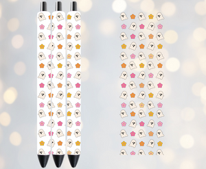 Cute Ghosts and Flowers - UVDTF Pen Wrap