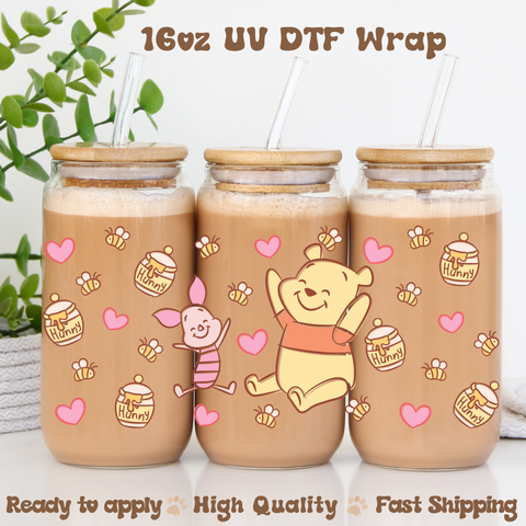 Cute Honey Bear  - 16oz UV DTF Wrap