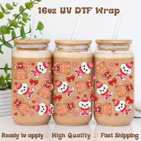 Cute Love Dogs - 16oz UV DTF Wrap