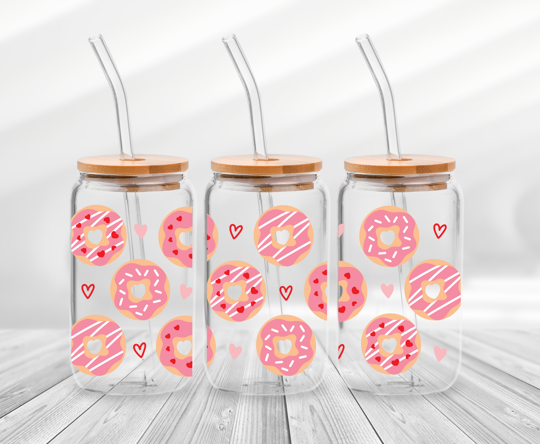 Donut and Hearts - 16oz UV DTF Wrap