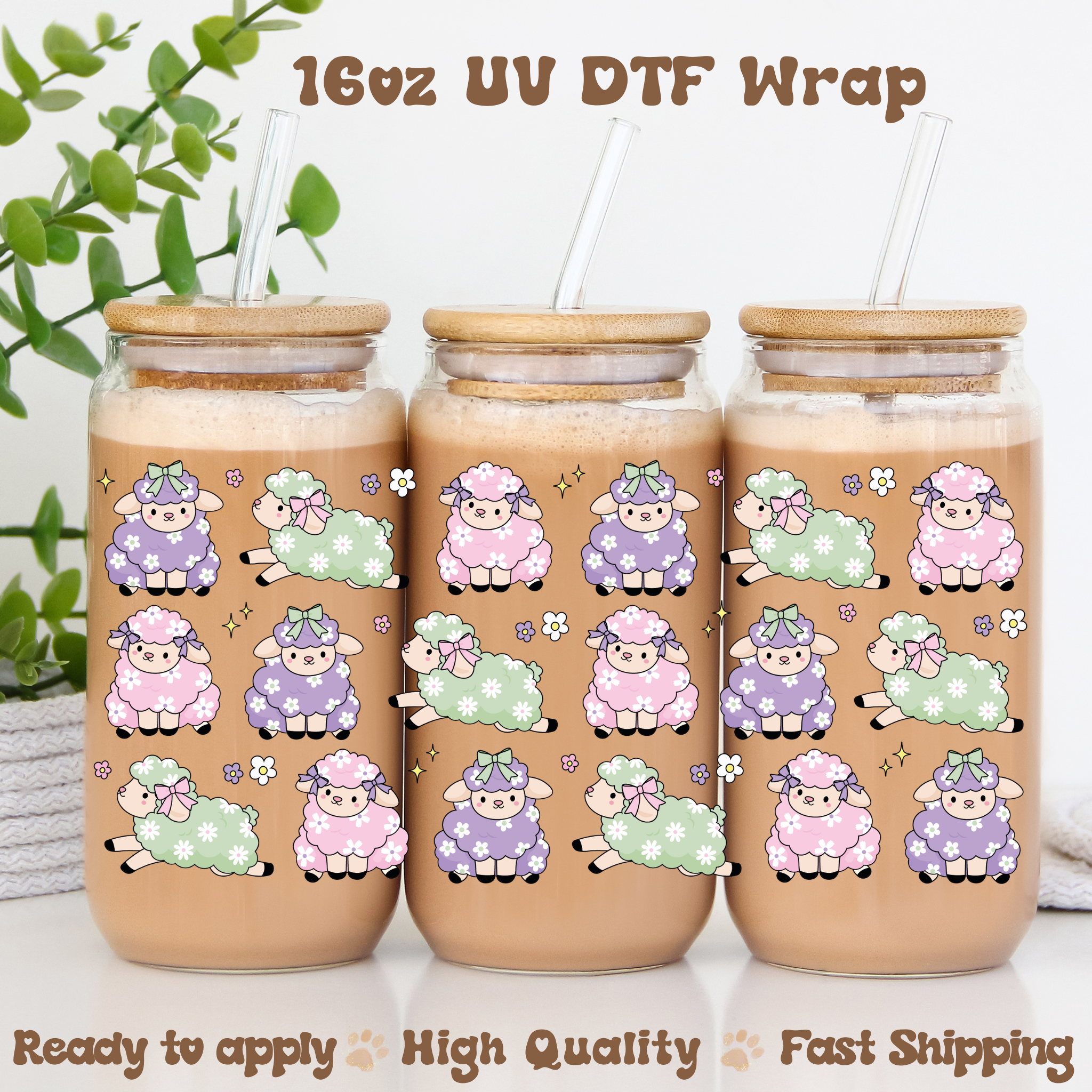 Easter Lambs- 16oz UV DTF Wrap