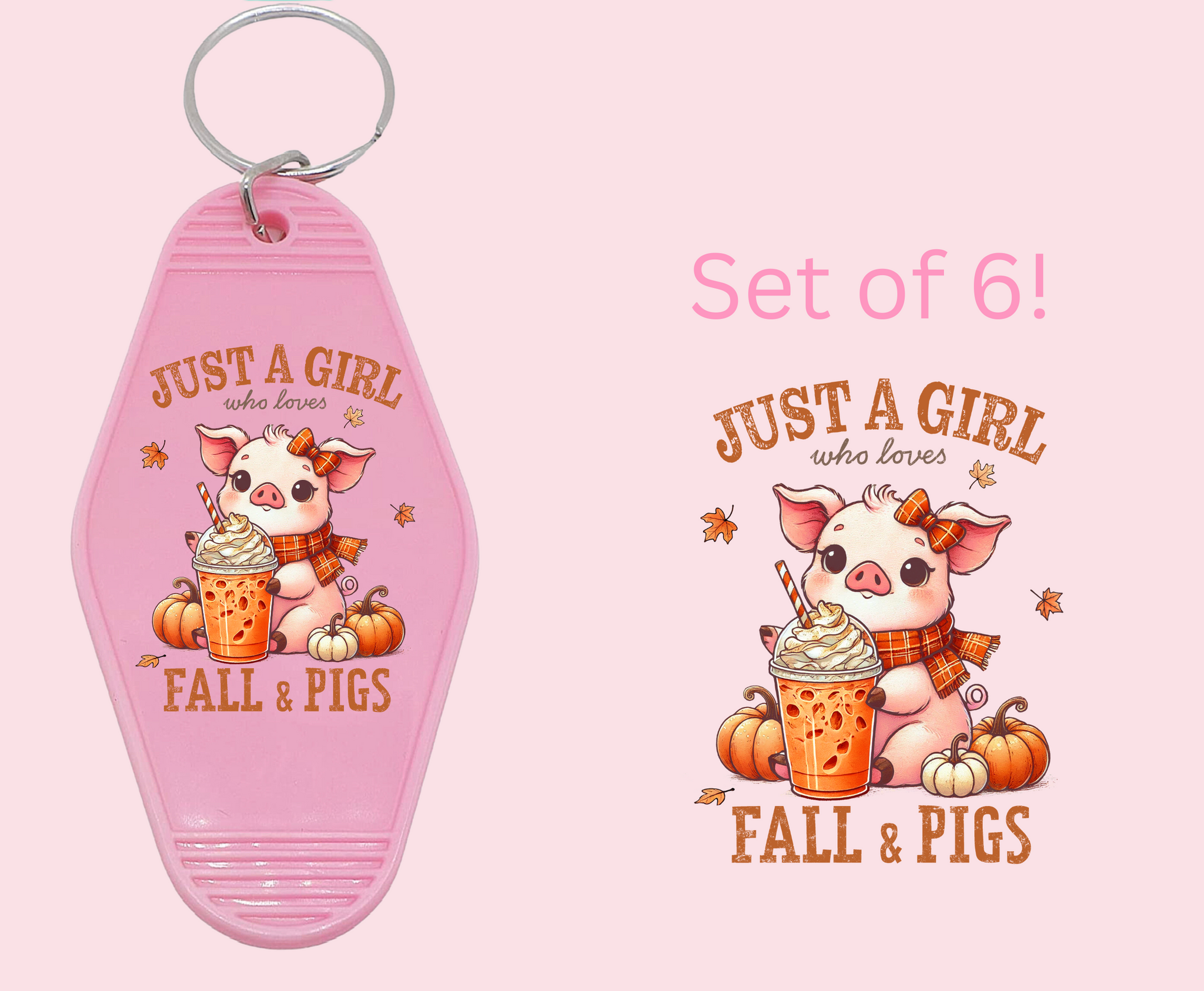 Fall & Pigs - UV DTF Motel Keychain Decal