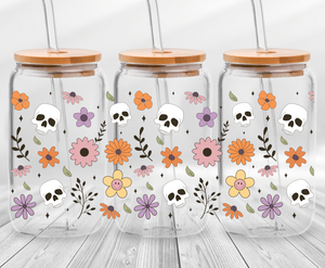 Floral Skulls  -16oz UVDTF Cup Wrap