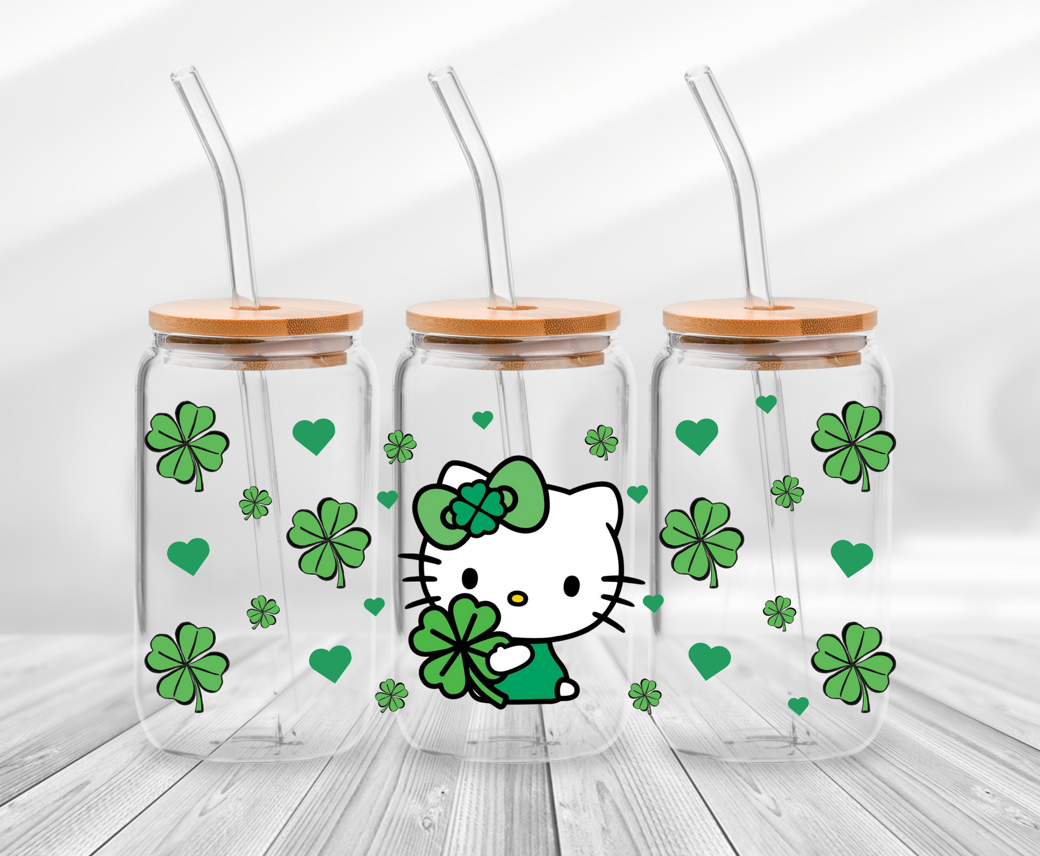 Four-Leaf Clover Cat-16oz UV DTF Wrap