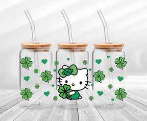 Four-Leaf Clover Cat-16oz UV DTF Wrap