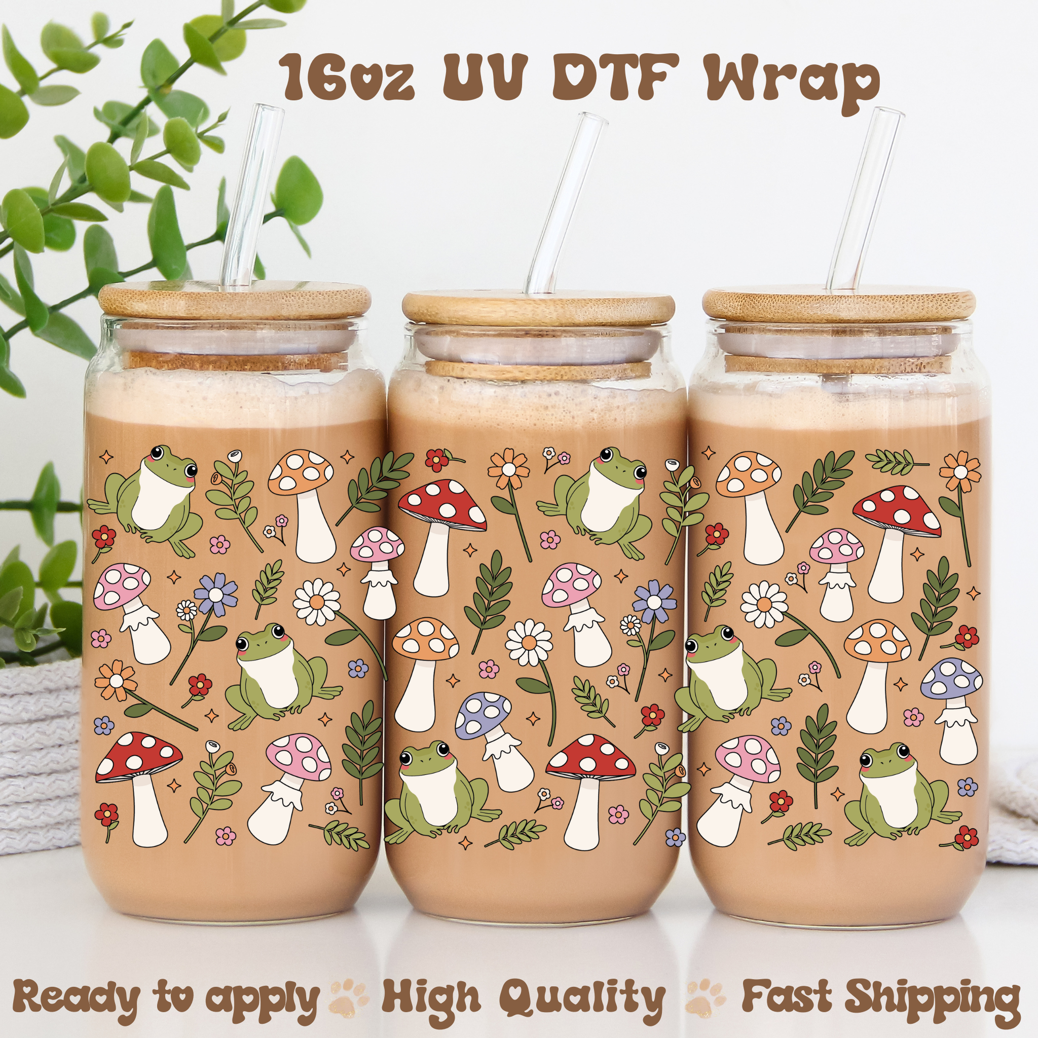 Frogs and Mushrooms - 16oz UV DTF Wrap