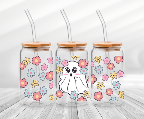 Ghost and Flowers -16oz UVDTF Cup Wrap