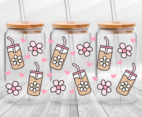 Glass Cans and Flowers - 16oz UVDTF Cup Wrap