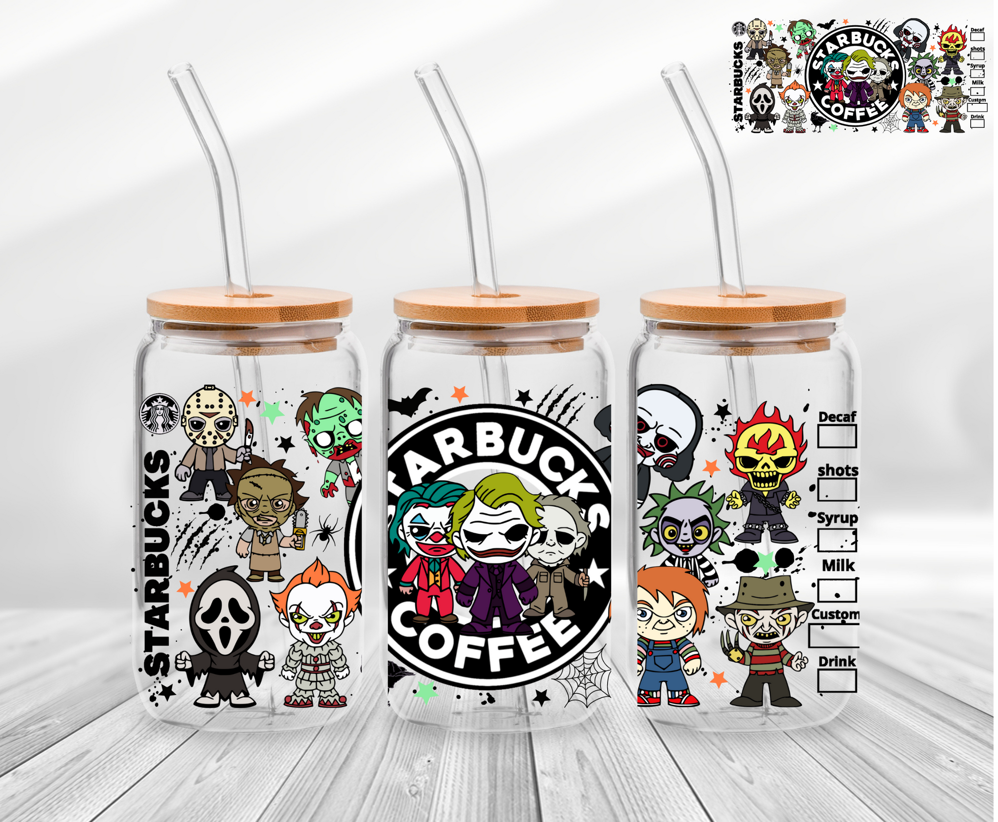 Halloween Villains -16oz UVDTF Cup Wrap