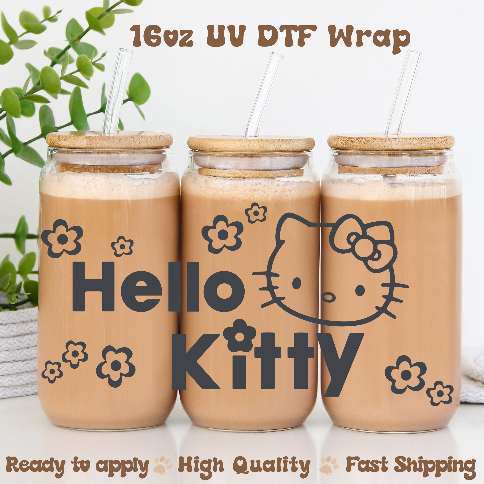 Hello Dark Gray - 16oz UV DTF Wrap