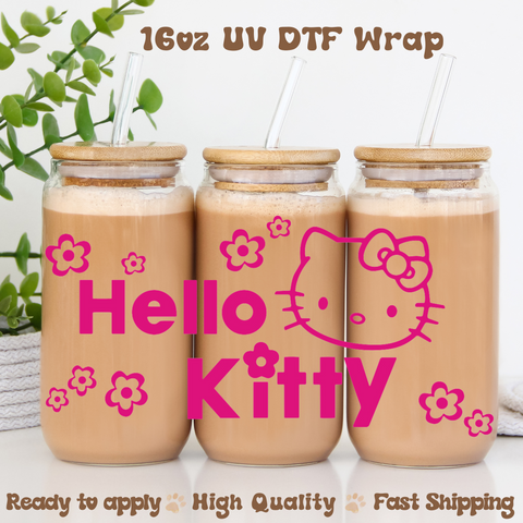 Hello  Pink - 16oz UV DTF Wrap