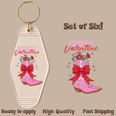 Howdy Valentine's Boots - UV DTF Motel Keychain Decal