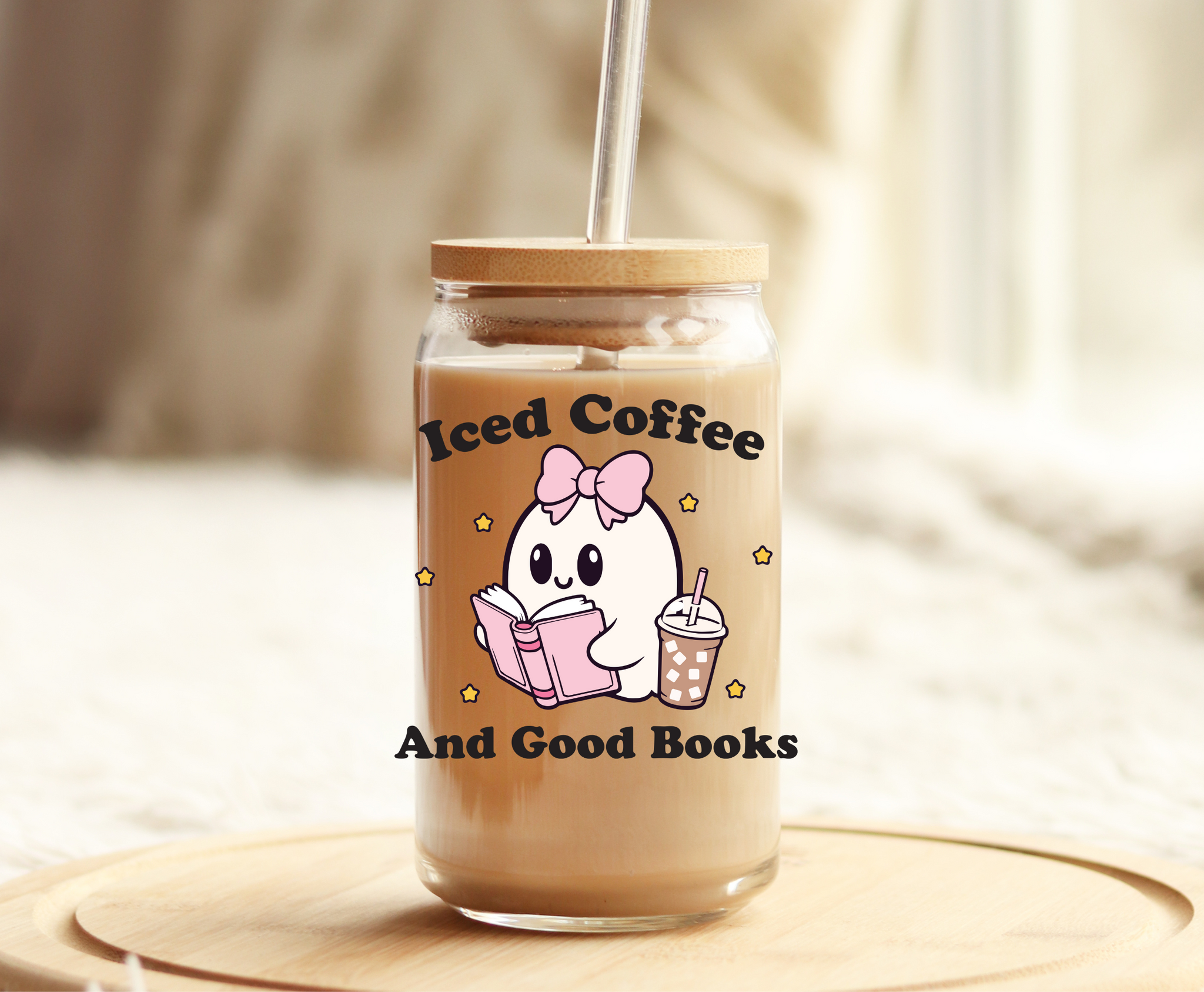 Iced Coffee & Good Books -UVDTF Decal