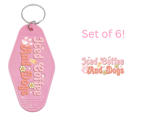 Iced Coffee and Dogs - UV DTF Motel Keychain Decals