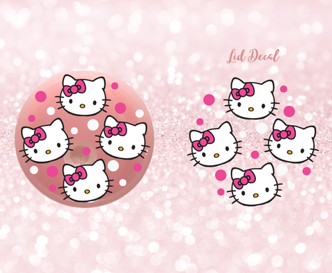 Kitty and Dots- UV DTF Lid Decal